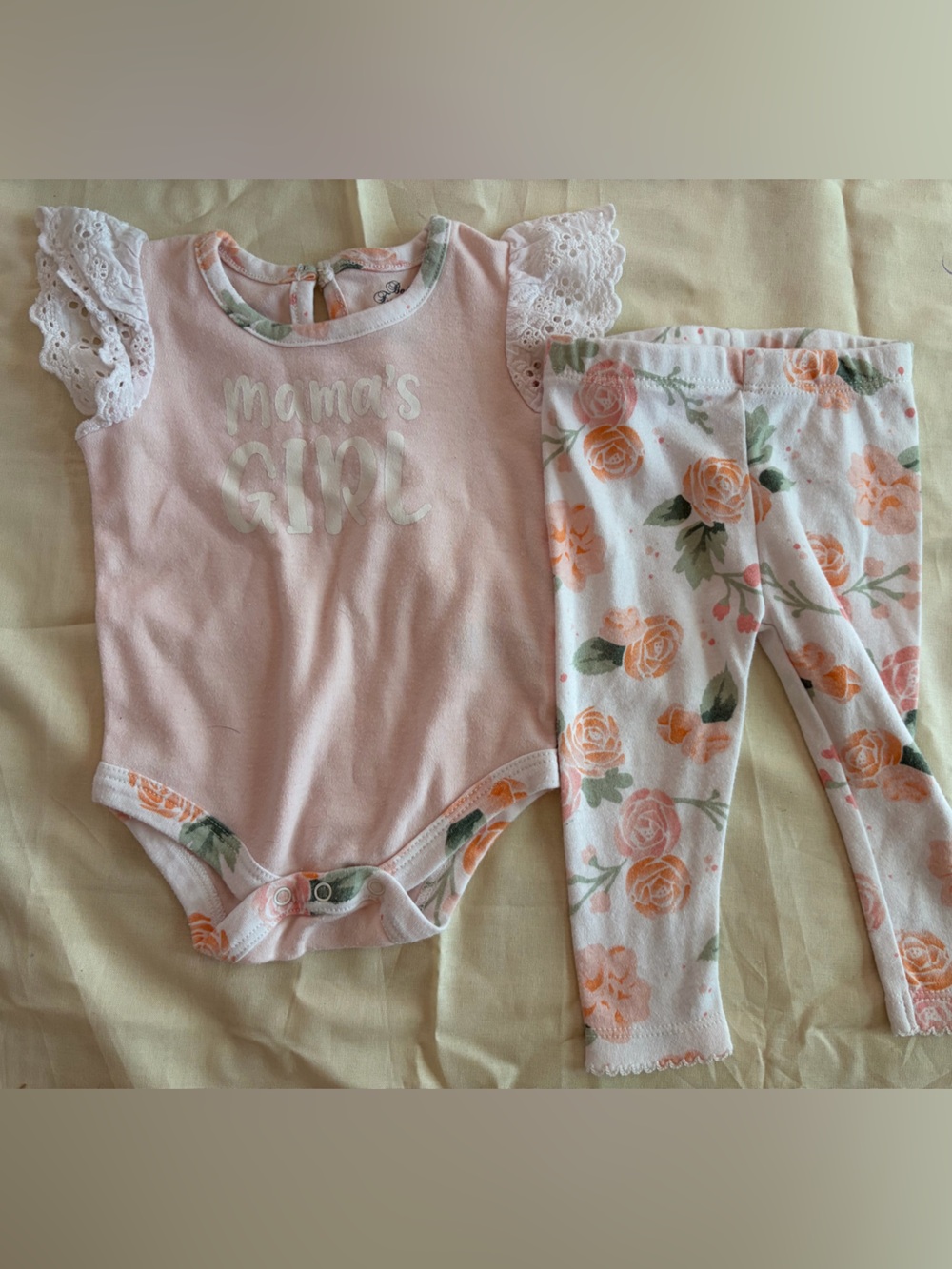 Baby Essentials Peach Floral Two-Piece Set